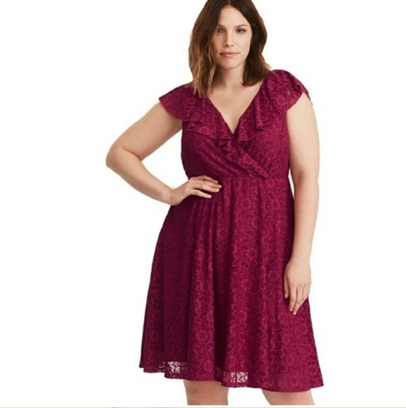 torrid Dresses & Skirts - Torrid Pink Fuchsia Lace Knee-Lenght Dress